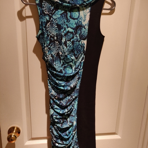 BCBGMaxAzria blue and black snake print dress - Picture 3 of 3